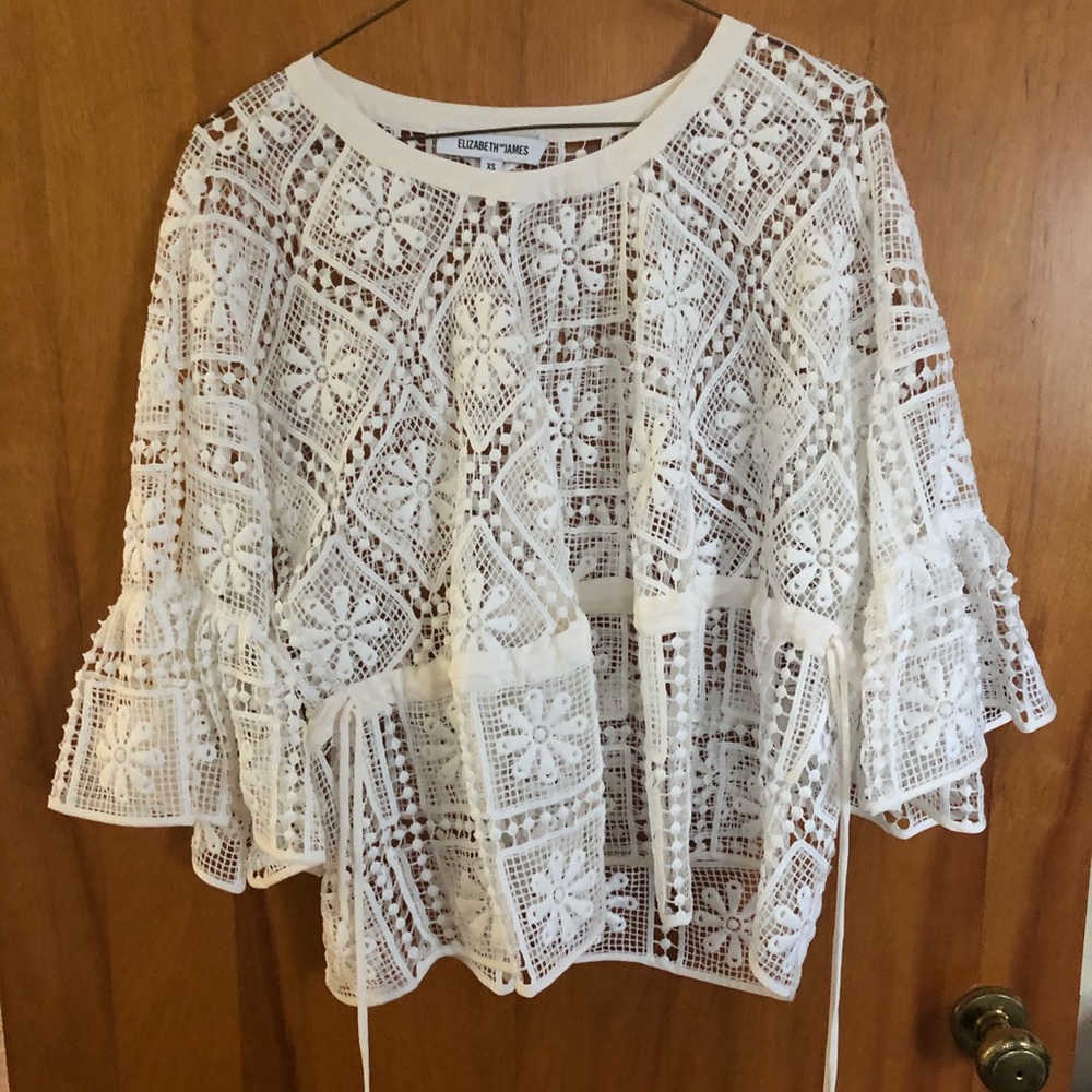 Elizabeth James XS white lace shirt